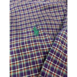 Ralph Lauren Mens Large Purple Green Plaid Button Down Shirt Long Sleeve